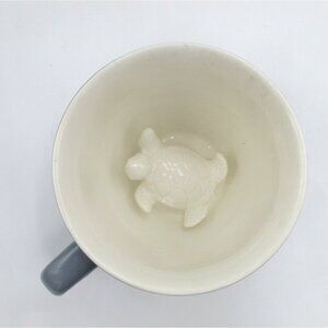 Creature Cups Grey Ceramic Mug Hidden Sea Turtle Inside 11 Oz Fun Coffee